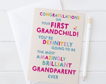 Congrats on your First Grandchild Card for new Grandparents - new baby - first time nana - first time pops - new grandma - new grandad