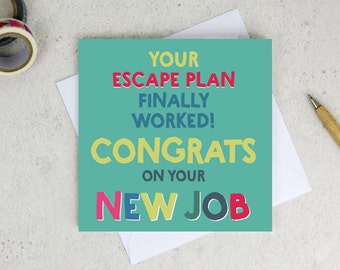Carte drôle de nouvel emploi - carte de départ amusante - carte pour un ami - carte drôle de collègue de bureau - carte de départ de bureau - carte d'adieu - carte drôle