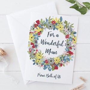 Für eine wunderbare Mama Blumenkranz Karte - Muttertagskarte oder Geburtstagskarte für Mama