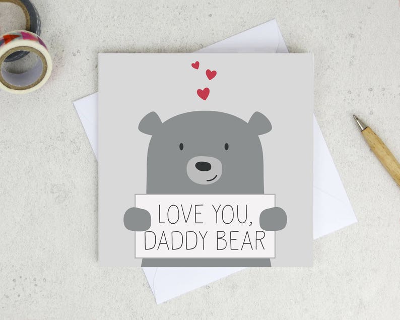 Love You Daddy Bear Fathers Day Card Card for Daddy | Etsy