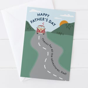 Tarjeta del Día del Padre con autocaravana: gracias por todas las aventuras - tarjeta de camping para papá