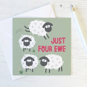 Carte drôle de mouton - juste quatre brebis - juste pour vous - carte pensée drôle de vous - carte d'amour - carte de note animal mignon - carte d'amant de mouton