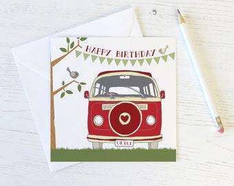 Retro Camper Van Birthday Card - personalised