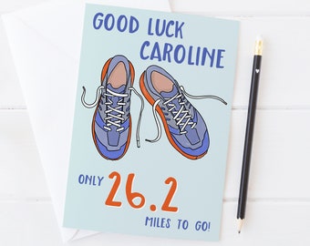 Funny Good Luck Marathon Running Card - Only 26.2 miles go! - Personalise with any name