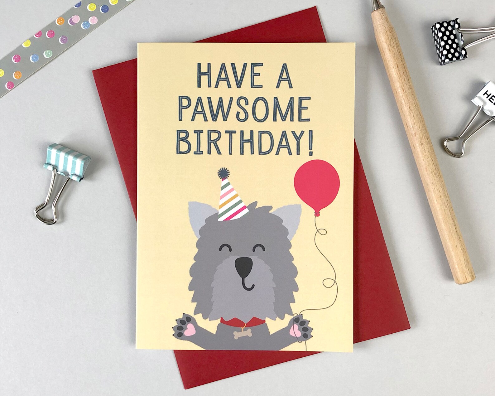 Cute Dog Pun Birthday Card 'have a Pawsome Birthday' | Etsy