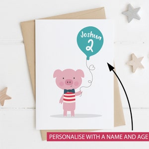 Biglietto di auguri di compleanno a forma di maiale per bambini - compleanno per ragazzi - biglietto di auguri di compleanno carino - biglietto di auguri a forma di maiale - biglietto di auguri di compleanno per bambini - 2° - 3° - 4° - 5°