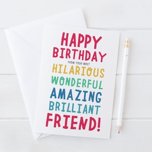 Carte d'anniversaire amusante pour un ami - mots cachés - de la part de votre ami le plus incroyable ! Carte à message secrète amusante avec avertissement en petits caractères