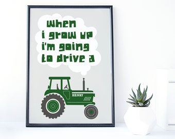 Tractor Print - Personalised Nursery Print - farming print - 'When I grow up' - nursery decor - tractor gifts - birthday gift - uk