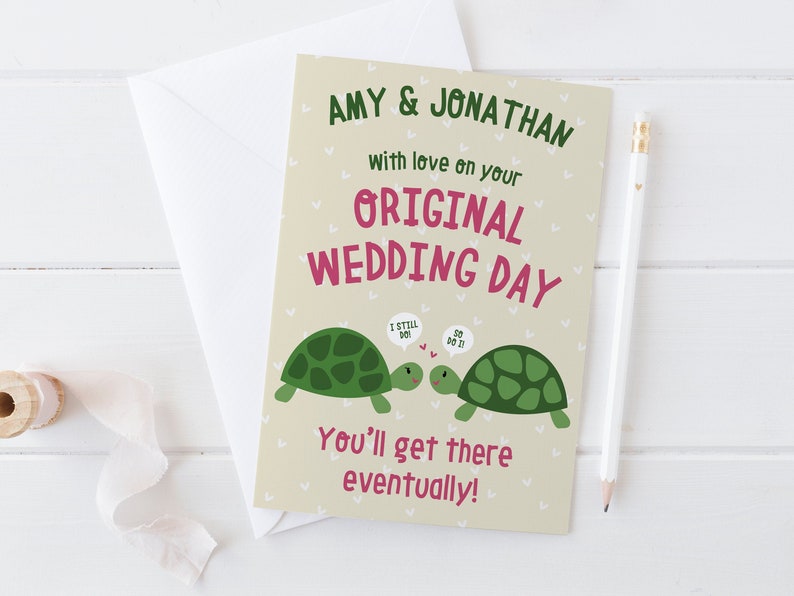 Postponed 2020 Wedding Cute Tortoises card 'You'll Get There Eventually' Cancelled 2020 Wedding Card send direct image 1