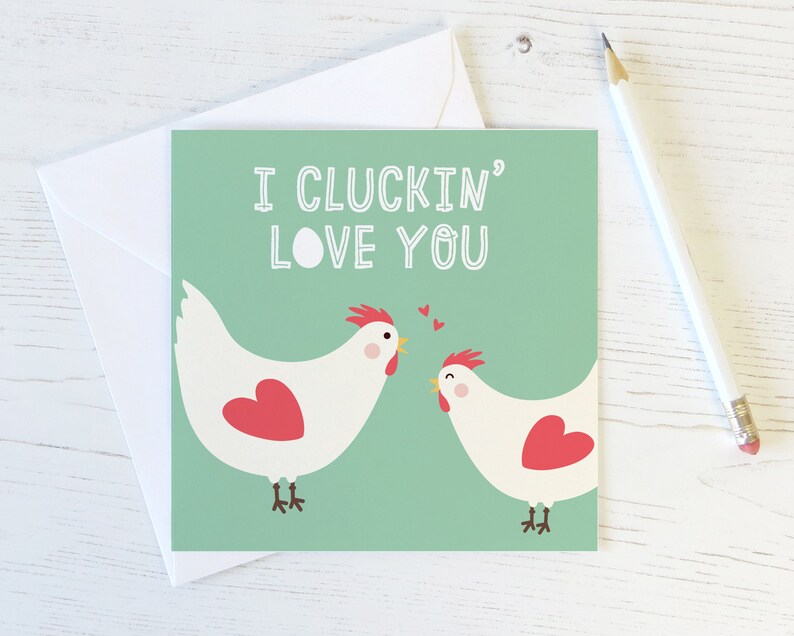 I Cluckin' Love You Chicken Love Card anniversary card valentine card for boyfriend valentine card valentine's day card wink image 1