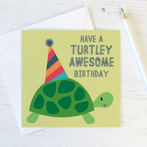 Tarjeta de cumpleaños divertida de tortuga - tarjeta de animal lindo - tarjeta de amigo - tarjeta de tortuga - tarjeta de juego de palabras con animales - tarjeta de felicitación - Reino Unido - tarjeta de cumpleaños para niños