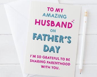 To my Husband on Father's Day - card from wife - new dad fathers day card