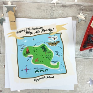 Pirate Map Birthday Card for children personalized birthday card pirate card birthday card for boys personalised pirate card uk image 1