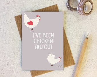 Funny Love Card 'I've Been Chicken You Out' - chicken card - chicken lover card - funny love card - valentine's day card for her - uk