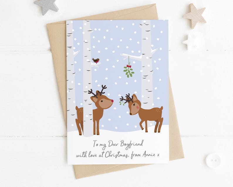Personalised Reindeer Love Christmas Card deer xmas card for Husband wife xmas card boyfriend Christmas Card girlfriend xmas card image 2