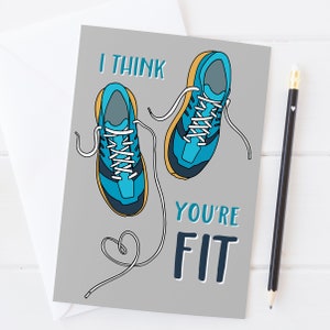 Je pense que vous êtes en forme - Carte d'amour sur le thème de la course pour un anniversaire, la Saint-Valentin, etc.
