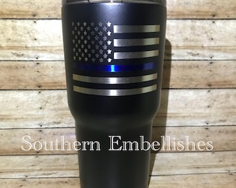 Thin Blue Line Flag Custom Powder Coated Tumbler