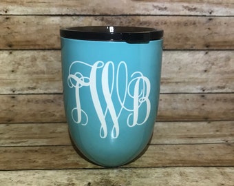 Monogrammed Wine Tumbler with Lid