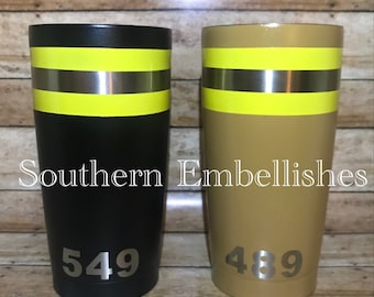 Bunker Gear Firefighter Custom Powder Coated Tumbler