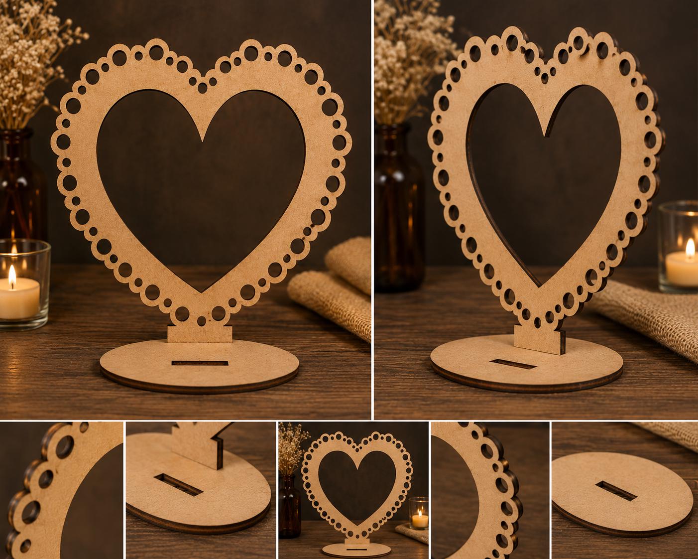Decorative Heart Centerpiece Photo Frame .CDR .DXF | Laser Cut MDF or ...