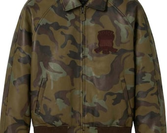 Chaqueta bomber de aviador americana Avirex Icon de piel de vacuno hecha a mano para hombre.