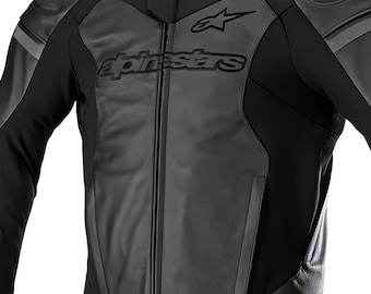 Chaqueta de carreras de cuero de vaca negra para hombre Alpinestars Moto
