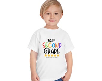 Team Second Grade T-Shirt, buntes Back-to-School T-Shirt, Kinder Klassenzimmer Bekleidung