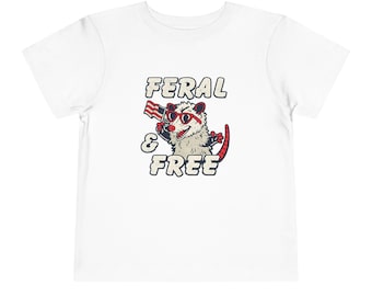 Feral and Free Kids T-Shirt, Vierte Juli Flagge Grafik T-Shirt für Kleinkinder und Jugendliche