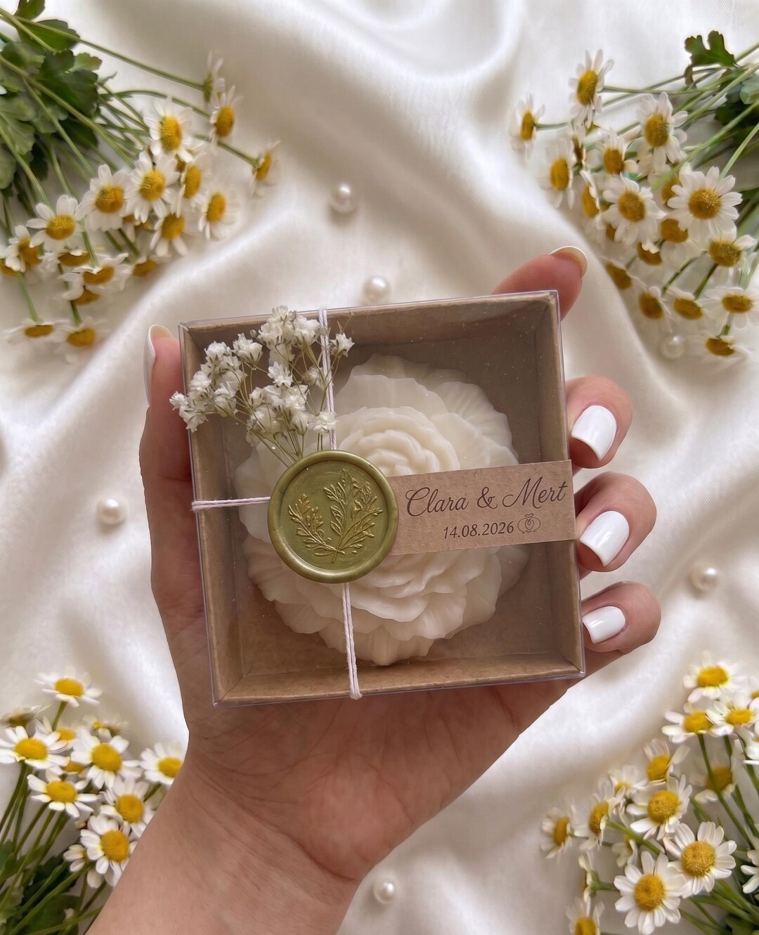 Personalized Wedding Favors for Guests, Rose Flower Candle in Box, Bulk ...