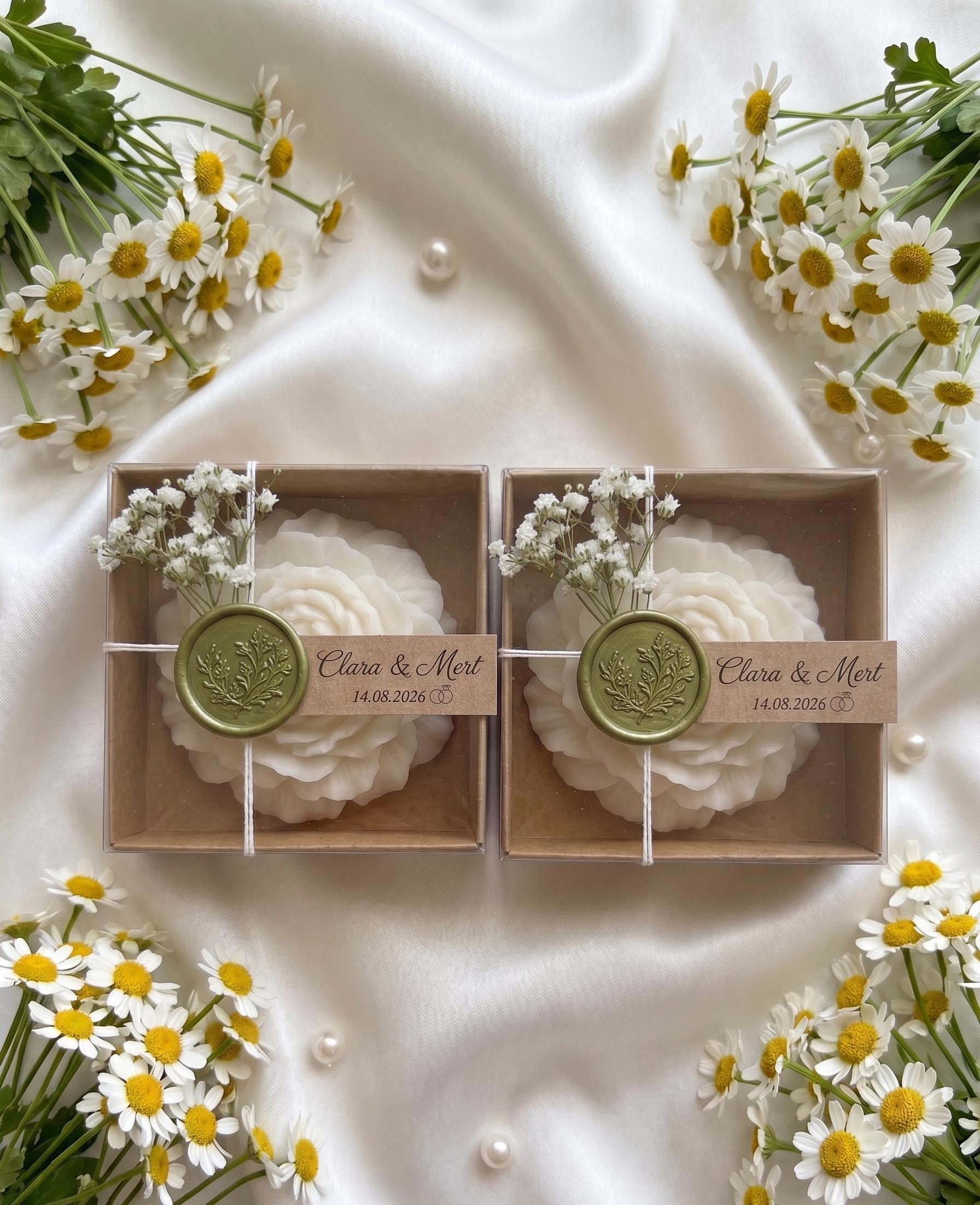 Personalized Wedding Favors for Guests, Rose Flower Candle in Box, Bulk ...
