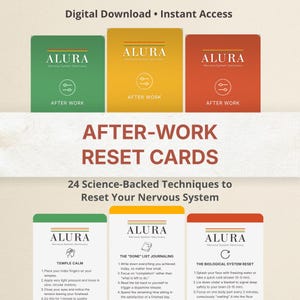 Arbeit Stressabbau | Burnout-Recovery-Werkzeuge | Beruhige dich Karten | 24 Nervensystem Regulationskarten | After-Work-Reset-Deck | Digitales PDF