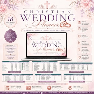 Christian Wedding Planner Interactive Spreadsheet, Faith-Based Wedding, Budget Tracker, Premarital Counseling Planner, Timeline