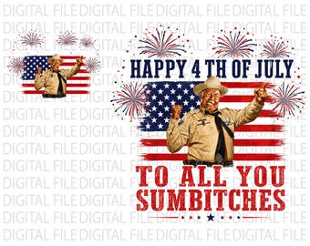 Glad 4 juli till er alla Summited-fil digital utskrivbar, retro Smokey and the Bandit-film PNG, klassisk film 4 juli PNG