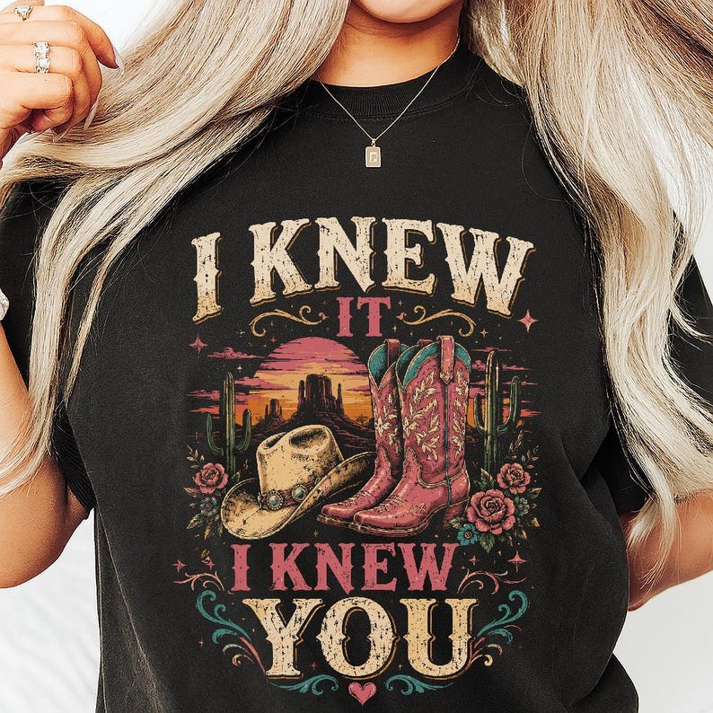 Lo sabía, te conocía PNG, Botas vaqueras occidentales, pulsera de la amistad, diseño de camiseta, descarga de archivo gráfico imagen 4