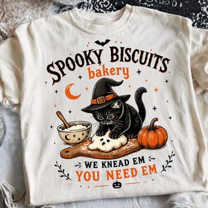 Spooky Biscuits Bakery Png, Funny Halloween Cat Baker Png, Ghost Cookie Baking Png, Vintage Kitty Bakery Png, Cute Fall Baking Sublimation afbeelding 4