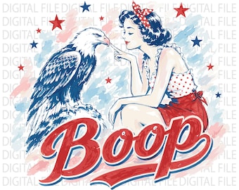 Boop Eagle patriotique PNG, chemise de conception graphique drôle patriotique vintage fille Boop Eagle, vintage 4 juillet Png, vintage Merica Eagle graphique