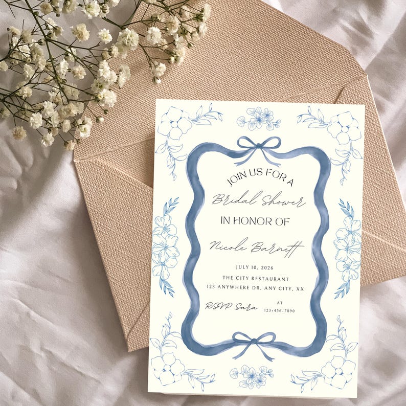 Bridal Shower Invitation Template Lavender De Floral, Editable ...
