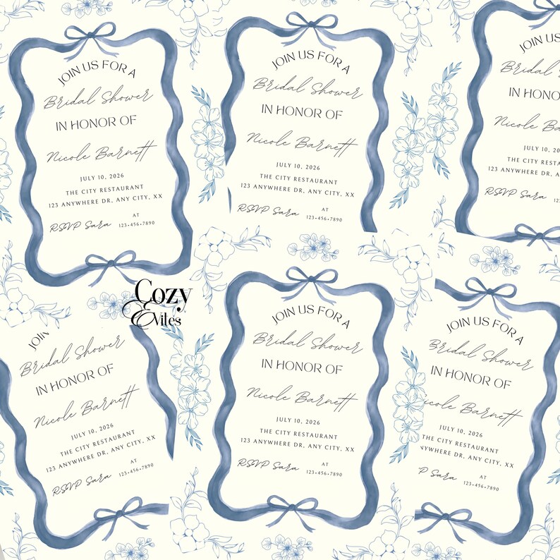 Bridal Shower Invitation Template Lavender De Floral, Editable ...