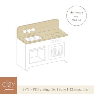 Casa delle bambole in miniatura cucina SVG / 3 mm scala 1:12 modello, file di taglio laser / stampabile per il taglio a mano / download digitale