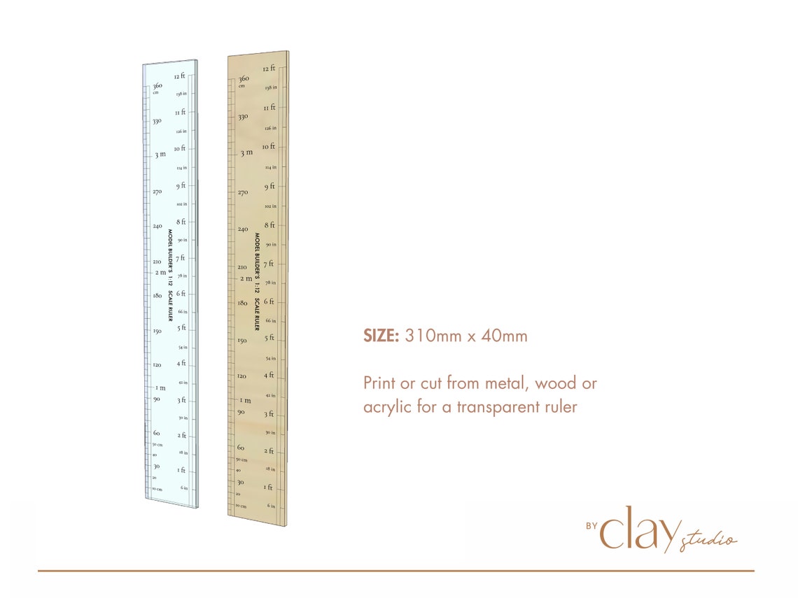 Dollhouse Builder's 1:12 Scale Ruler SVG | Laser Cutting Files | DIY ...