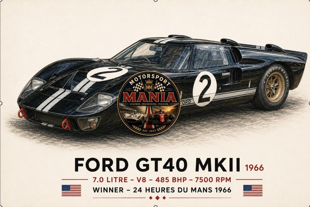 1966 Ford GT40 Mk.ii Poster – 1966 Le Mans Winner Print – Vintage ...