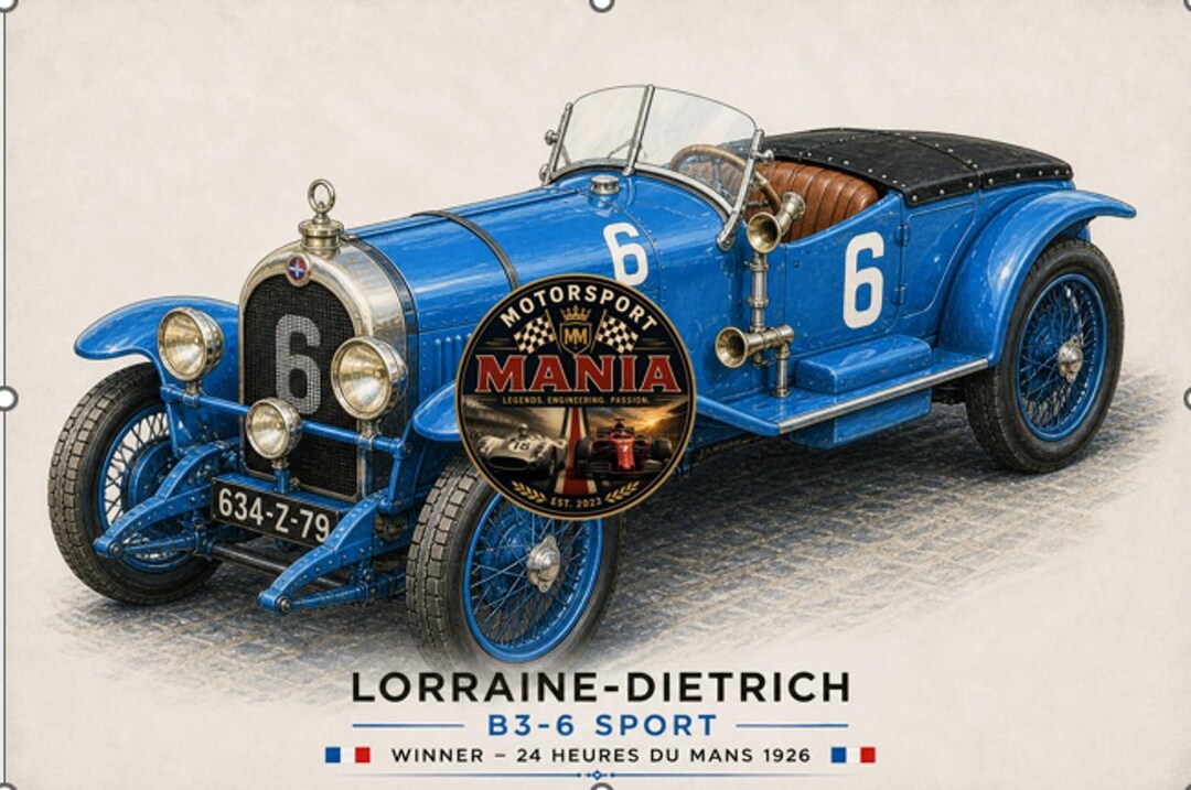 1926 Lorraine Dietrich B3 6 Poster – 1926 Le Mans Winner Print ...