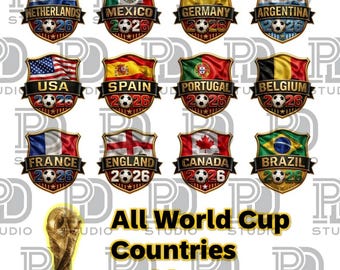 2026 World Cup National Team Logo Clipart PNG Bundle, Digital Download Football Soccer Theme For Print-on-demand, Commercial Use, Emblems