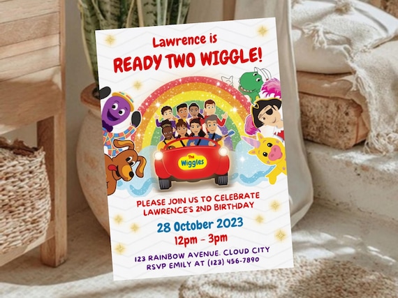 Wiggles 2nd Birthday Invitation Template, Wiggles Birthday Party Invite, Editable Canva 5x7 Digital Download