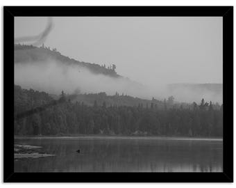 Zen black and white landscape photography – Minimalist wall decoration, printable digital wall art, calming nature, modern interior decor