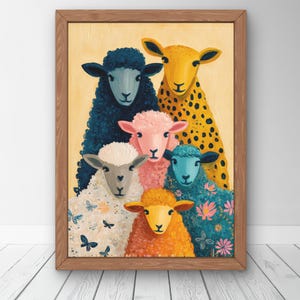 Colorful Sheep Art - Etsy