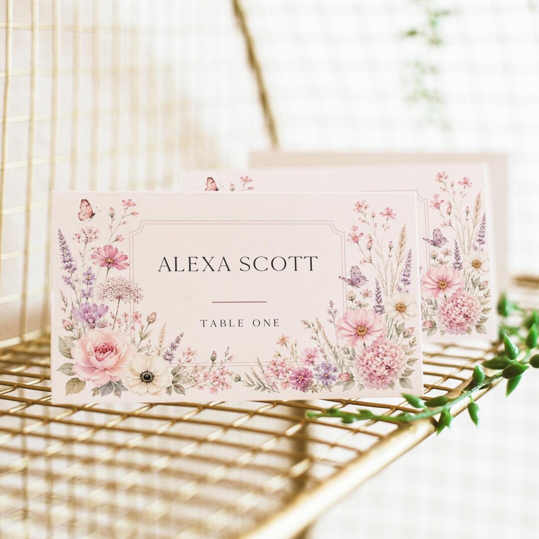 Wildflower Table Cards for Baby Shower, Floral Food Labels, Printable ...