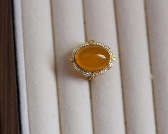 Vintage Gemstone Ring, Colorful Oval Stone Ring, Gold Minimalist Statement Ring, Everyday Elegant Jewelry Gift for Women