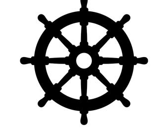 Ship Wheel Silhouette Svg, Sailing Clipart, Wheel Vector Silhouette, Ship Wheel Wall Decor, Digital Download, Commercial Use