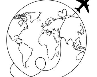 Viaggi, Mapamundi e mappa del mondo, file di ritaglio clipart della mappa, vettore Cricut, file di taglio, download digitale, uso commerciale